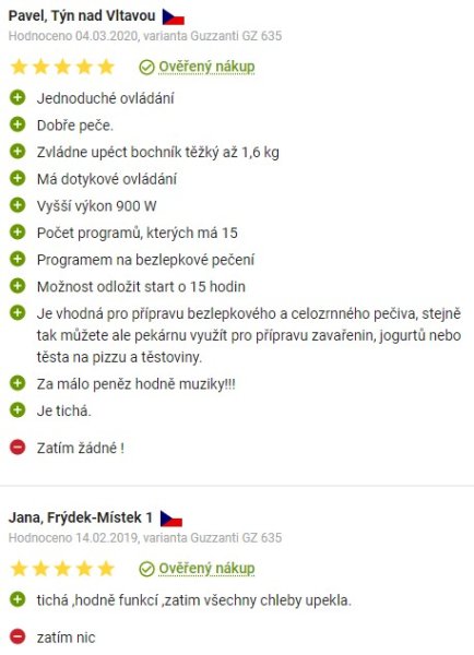 Recenze a zkušenosti s domácí pekárnou Guzzanti GZ 635