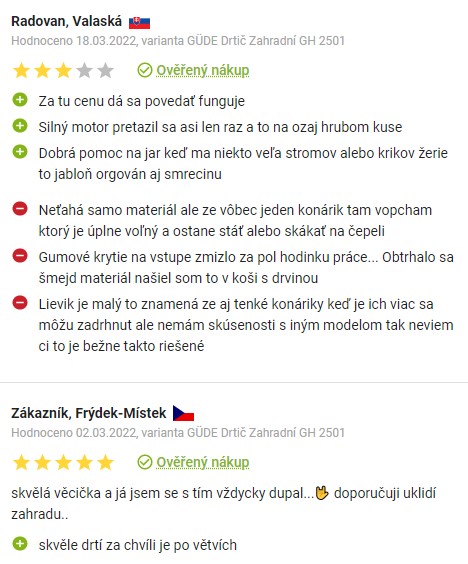 Recenze a zkušenosti s drtičem větví Güde GH 2501 na Alze