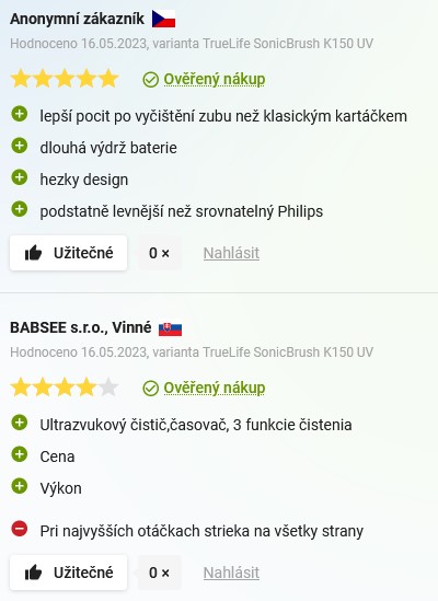 Recenze a zkušenosti se sonickým zubním kartáčkem TrueLife SonicBrush K150 UV