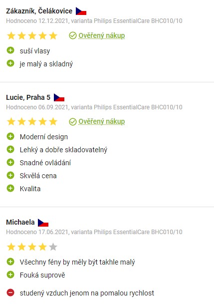 Recenze a zkušenosti s fénem na vlasy Philips BHC010/10 na Alze