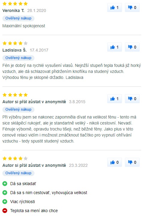 Recenze a zkušenosti s fénem na vlasy Sencor SHD 7120 na Mall