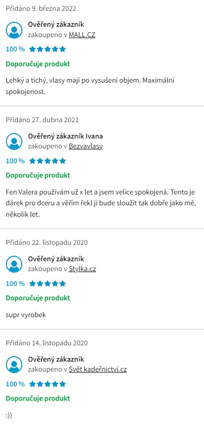 Recenze a zkušenosti s fénem na vlasy Valera SXJ7500RC