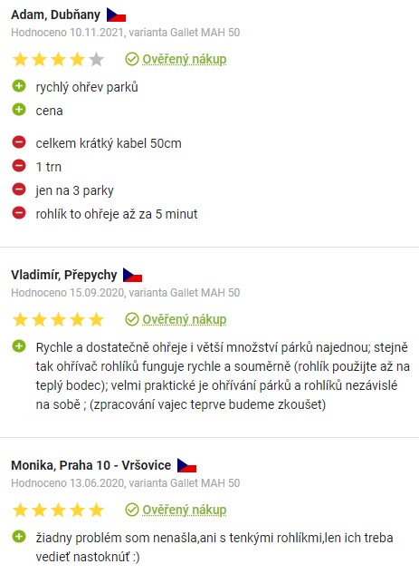 Recenze a zkušenosti s hotdogovačem Gallet Dijon MAH 50 na Alze