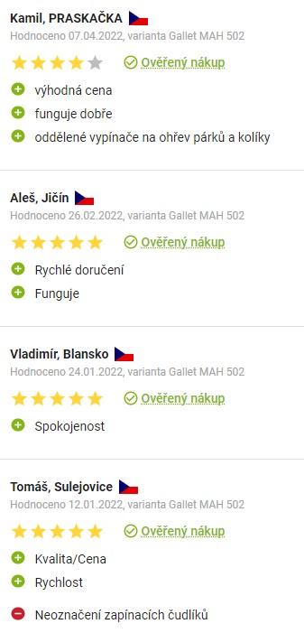 Recenze a zkušenosti s hotdogovačem Gallet Gourmet MAH 502 na Alze