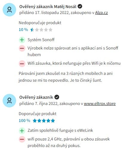 Recenze a zkušenosti s inteligentní zásuvkou Sonoff S26R2TPE-FR