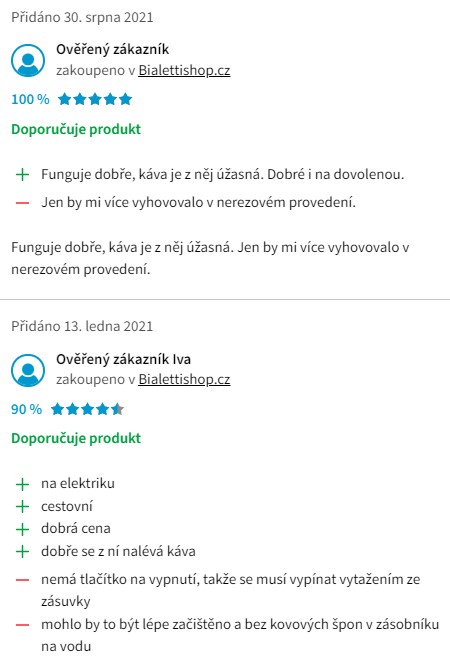 Recenze a zkušenosti s moka kávovarem Bialetti Elettrika 2