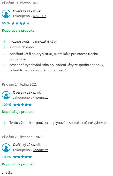 Recenze a zkušenosti s moka kávovarem Tescoma Paloma 6