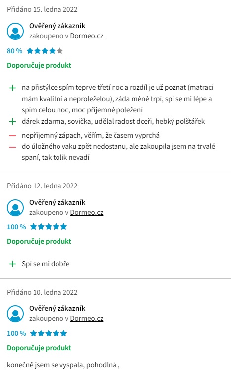 Recenze a zkušenosti s doplňkovou matrací Dormeo