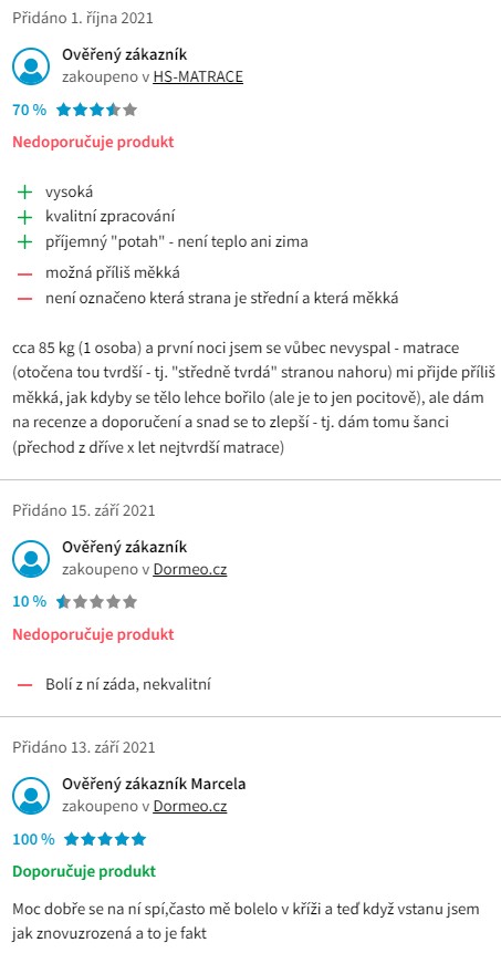 Recenze a zkušenosti s matrací Dormeo Air+ Select