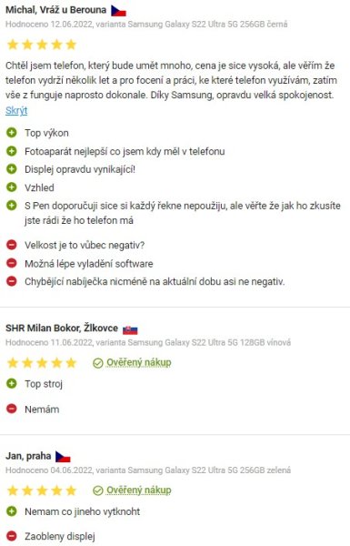 Recenze a zkušenosti s mobilním telefonem Samsung Galaxy S22 Ultra