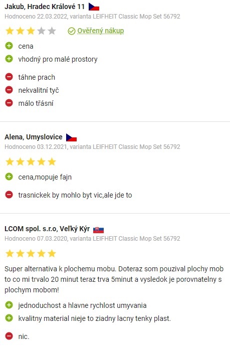 Recenze a zkušenosti s Leifheit Classic mop Set na Alze