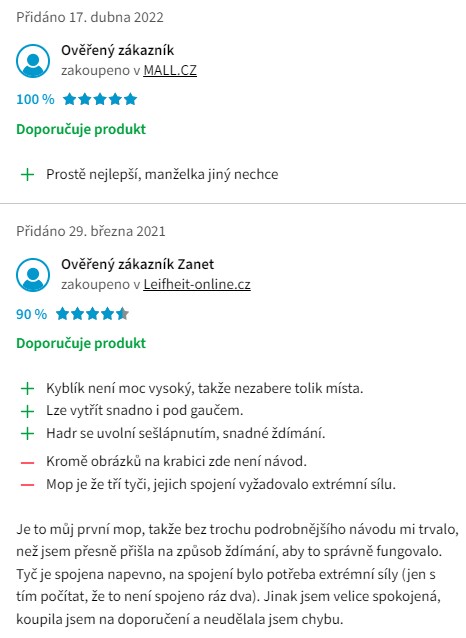 Recenze a zkušenosti s mopem Leifheit set Profi Compact