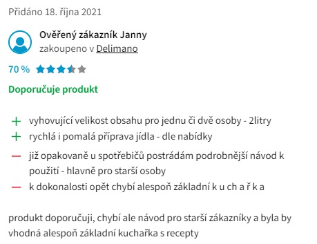 Recenze a zkušenosti s multifunkčním hrncem Delimano Prime