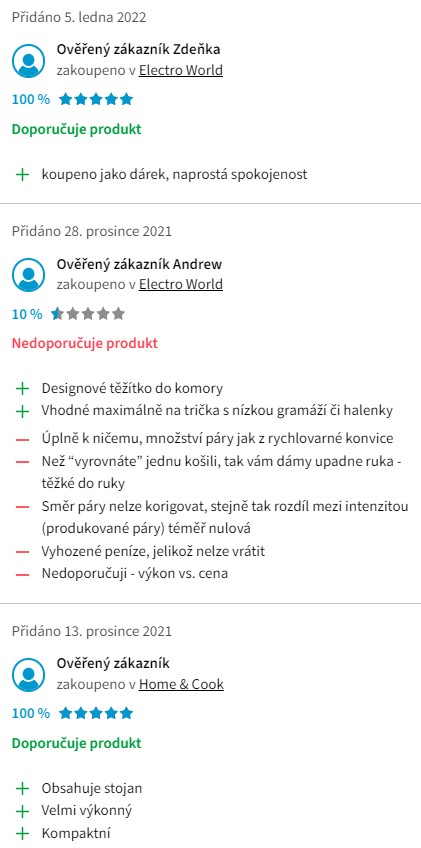 Recenze a zkušenosti s napařovačem oděvů Tefal DT9100E0