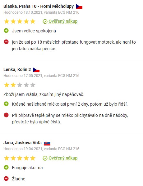 Recenze a zkušenosti s napěňovačem mléka ECG NM 216 na Alze