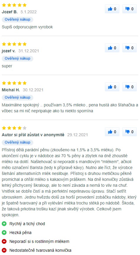 Recenze a zkušenosti s napěňovačem mléka ECG NM 216 na Mall
