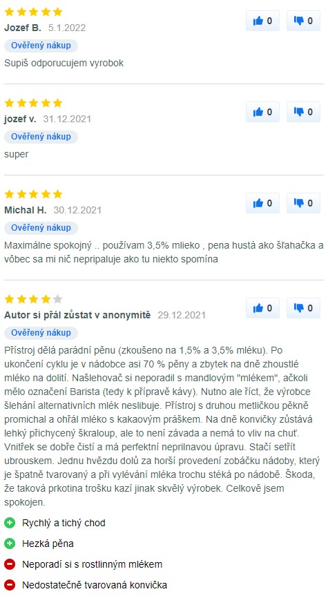 Recenze a zkušenosti s napěňovačem mléka ECG NM 216 na Mall