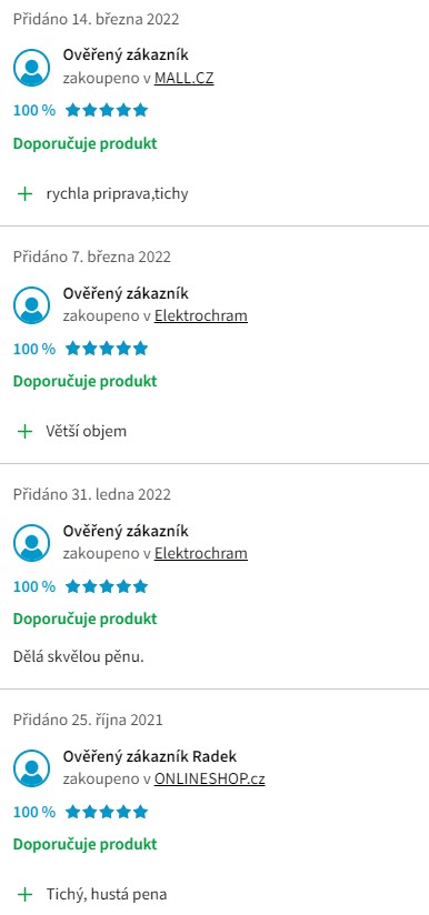 Recenze a zkušenosti s napěňovačem mléka ECG NM 216