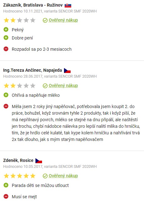 Recenze a zkušenosti s napěňovačem mléka Sencor SMF 2020WH na Alze