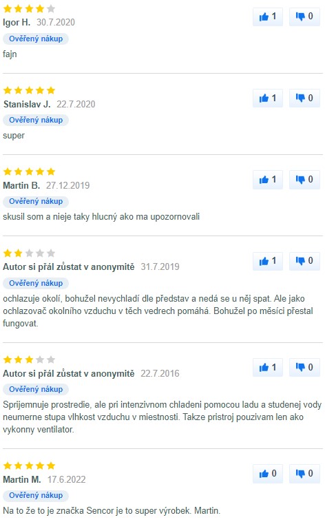 Recenze a zkušenosti s ochlazovačem vzduchu Sencor SFN 9011SL na Mall