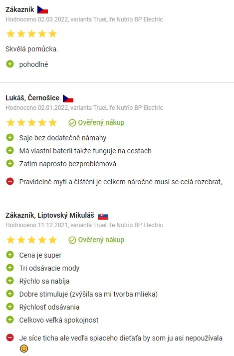 Recenze a zkušenosti s odsávačkou mléka TrueLife Nutrio BP Electric na Alze