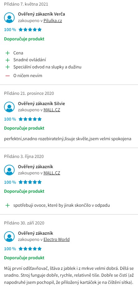 Recenze a zkušenosti s odšťavňovačem Concept LO7027