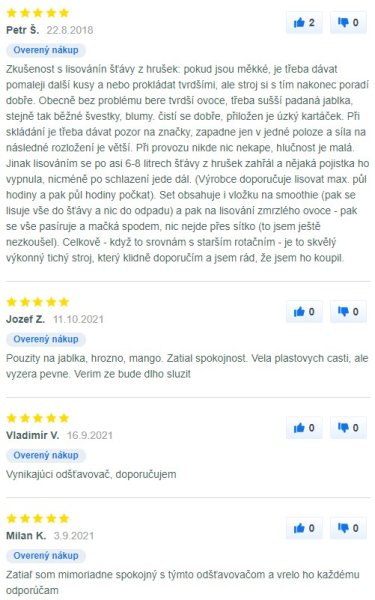 Recenze a zkušenosti s odšťavňovačem Concept LO 7065 na Alze