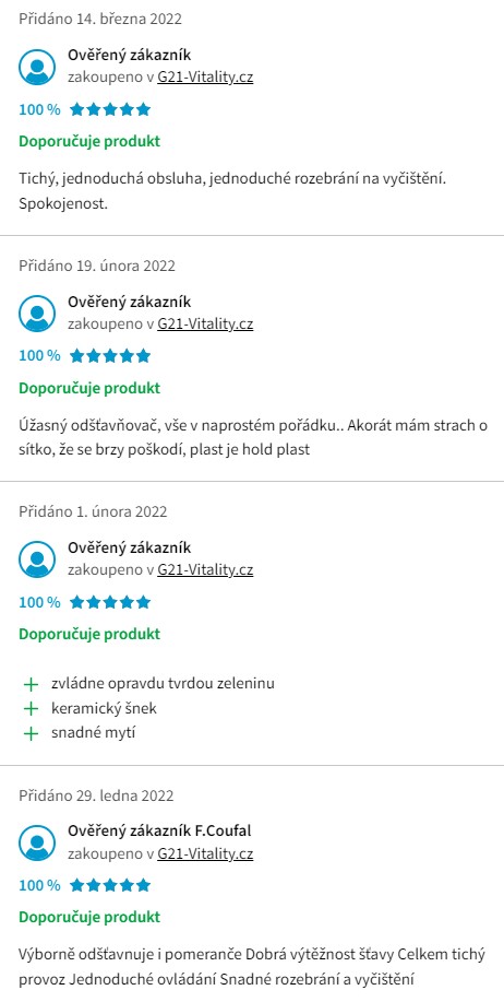 Recenze a zkušenosti s odšťavňovačem G21 Gracioso