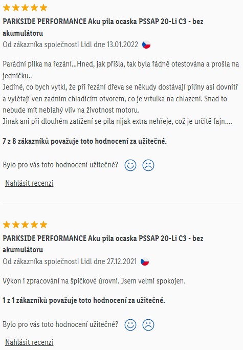 Recenze a zkušenosti s ocasní pilou Parkside PSSAP 20-Li C3