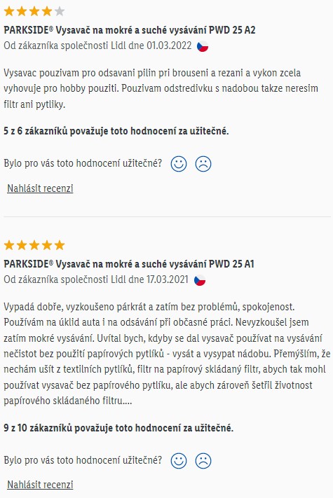 Recenze a zkušenosti s vysavačem Parkside PWD 25 A2