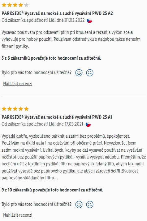 Recenze a zkušenosti s vysavačem Parkside PWD 25 A2