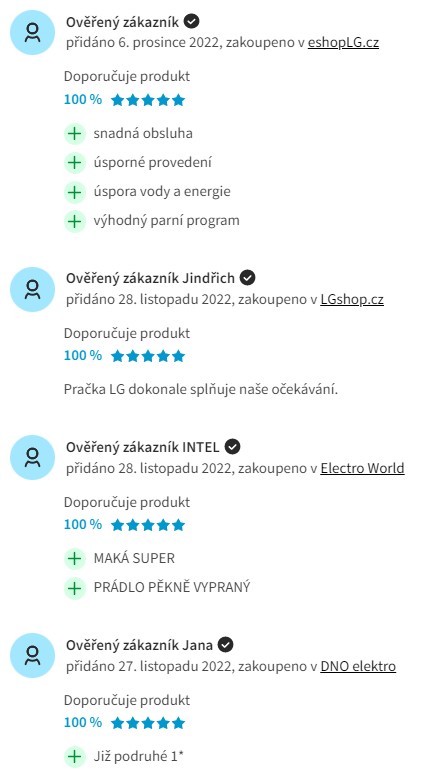 Recenze a zkušenosti s pračkou LG F72J5HY3WE