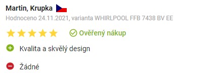 Recenze a zkušenosti s pračkou Whirlpool FFB 7438 BV EE na Alza