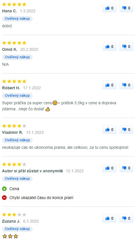 Recenze a zkušenosti s pračkou Whirlpool FWSL 61051 W EE N na Mall