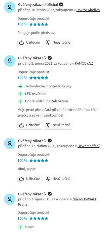 Recenze a zkušenosti s přímočarou pilou DeWALT DCS334N