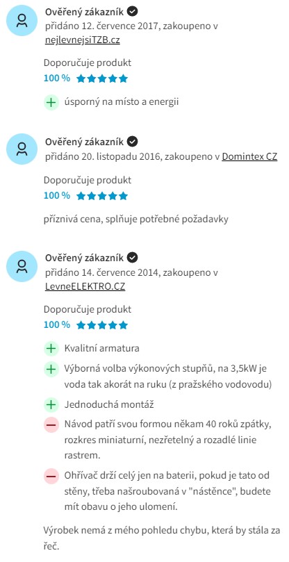 Recenze a zkušenosti s průtokovým ohřívačem vody Elíz EL 51