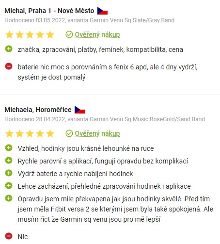 Recenze a zkušenosti se smart hodinkami Garmin Venu Sq na Alze