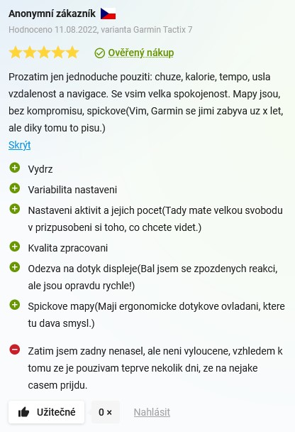 Recenze a zkušenosti se sporttesterem Garmin Tactix 7