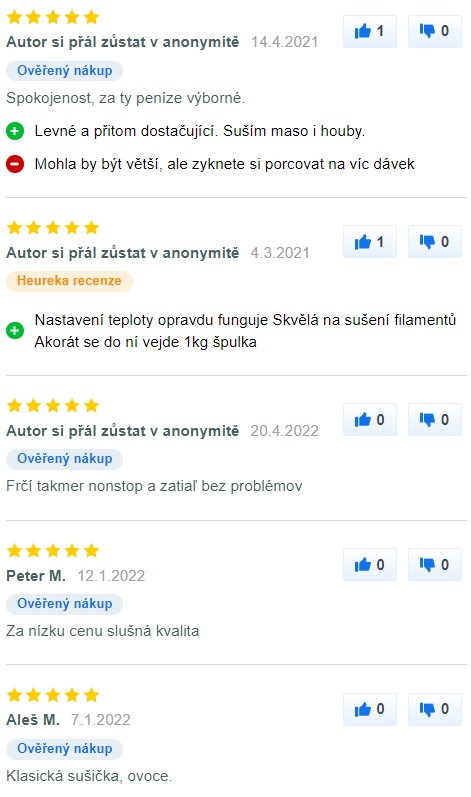 Recenze a zkušenosti se sušičkou potravin Sencor SFD 790WH na Mall