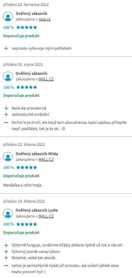 Recenze a zkušenosti se sušičkou potravin Sencor SFD 790WH