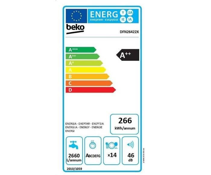 Beko DFN26422X energetický štítek