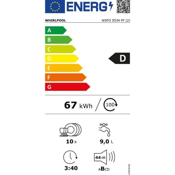 Whirlpool WSFO 3O34 PF X energetický štítek