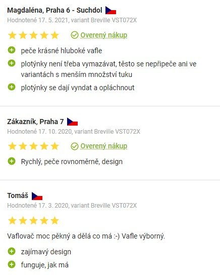 Recenze a zkušenosti s vaflovačem Breville VST072X na Alze