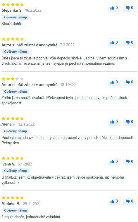 Recenze a zkušenosti s vaflovačem Sencor SWF 1010BK na Mall