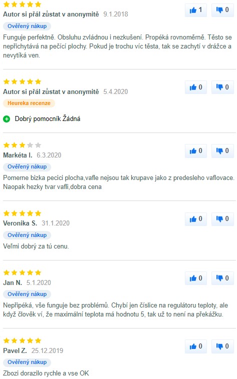 Recenze a zkušenosti s vaflovačem Severin WA 2103 na Mall