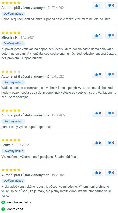 Recenze a zkušenosti s vaflovačem Tristar WF-2195 na Mall