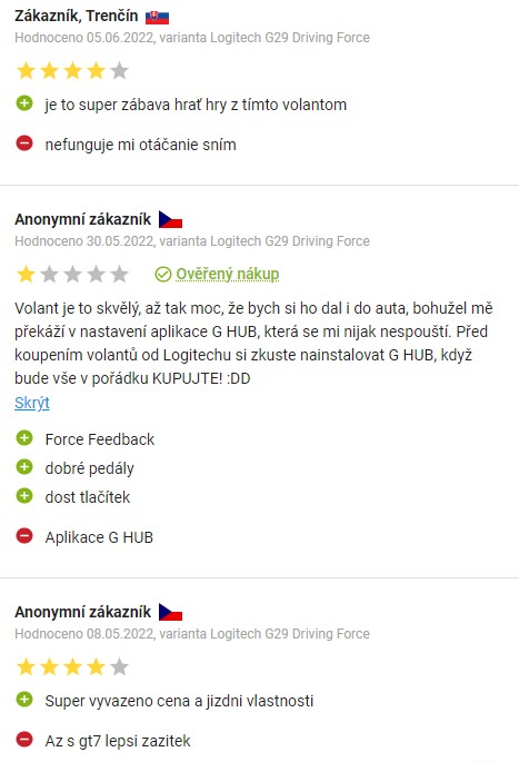 Recenze a zkušenosti s volantem na PC Logitech G29 Driving Force na Alze