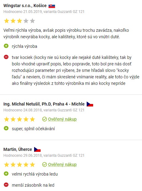 Recenze a zkušenosti s výrobníkem ledu Guzzanti GZ 121 na Alze