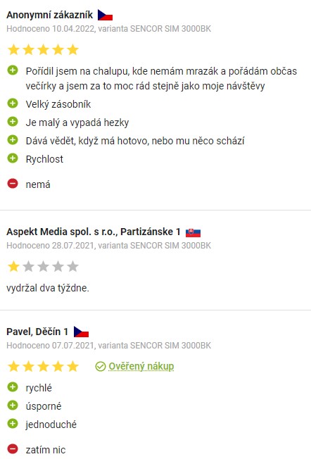 Recenze a zkušenosti s výrobníkem ledu Sencor SIM 3000BK na Alze