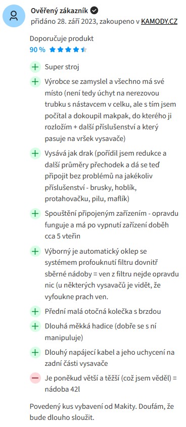 Recenze a zkušenosti s průmyslovým vysavačem Makita VC4210M